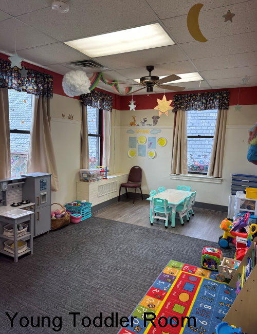 Young toddler room with play centers