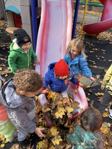 Fun on the slide in the fall